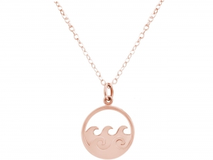 GEMSHINE Maritim Nautics Halskette mit Surf Wellen Meer aus 925 Silber, hochwertig vergoldet oder rose im Navy Stil - Made in Madrid, Spanien, Metall Farbe:Silber rose vergoldet