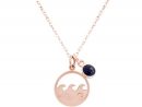 GEMSHINE Maritim Nautics Halskette mit Surf Wellen Meer aus 925 Silber, hochwertig vergoldet oder rose im Navy Stil mit blauem Saphir - Made in Madrid, Spanien, Metall Farbe:Silber rose vergoldet