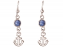 GEMSHINE Maritim Nautics Ohrringe mit Anker Ohrhnger in 925 Silber, hochwertig vergoldet oder rose im Navy Stil mit blauen Saphiren - Made in Madrid, Spanien, Metall Farbe:Silber