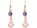 GEMSHINE Maritim Nautics Ohrringe mit Anker Ohrhnger in 925 Silber, hochwertig vergoldet oder rose im Navy Stil mit blauen Saphiren - Made in Madrid, Spanien, Metall Farbe:Silber rose vergoldet